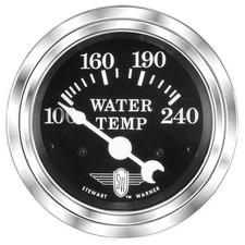 Stewart Warner Wings Electrical Water Temperature Gauge 2 116 Dia Black Face