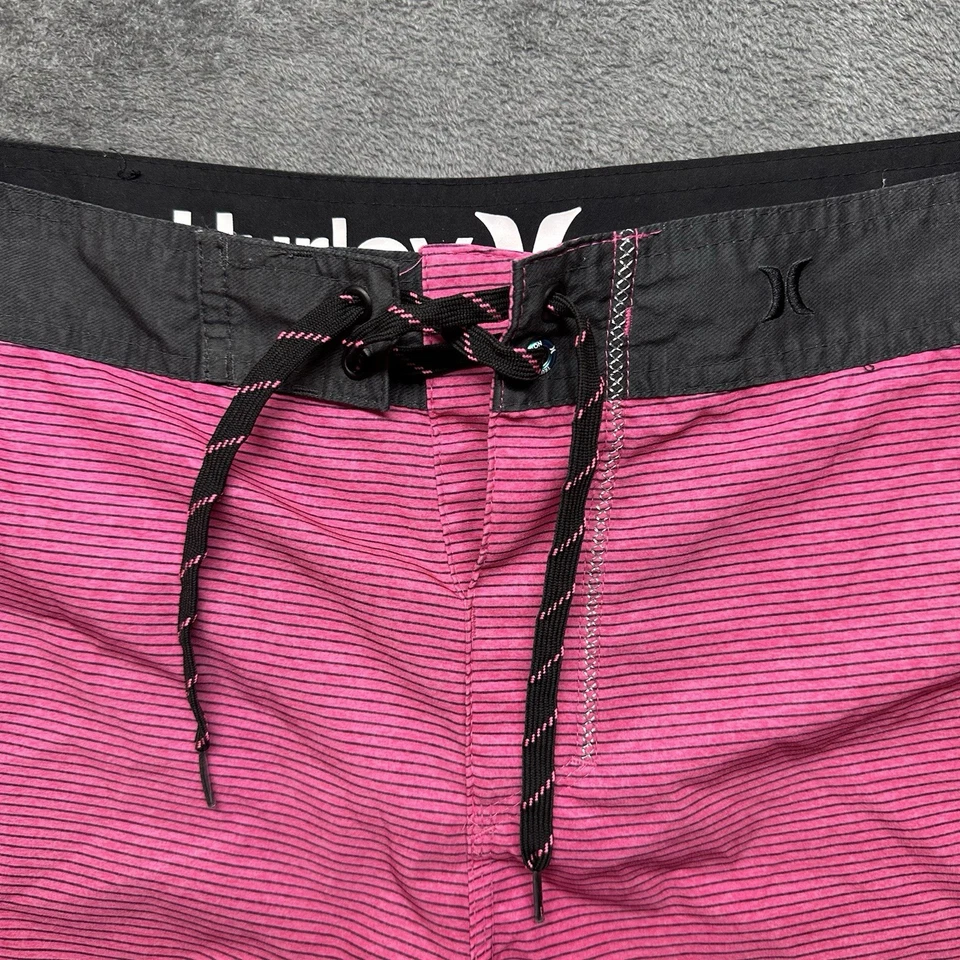 Pantalones Cortos Hurley Phantom Para Hombres 31 Rosa Neón Rayas Bañador Playa Bolsillo Foto 3 de 4