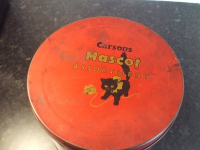 VINTAGE CARSONS MASKOTTCHEN SORTIMENT PRALINEN UND BONBONS DOSE - 7 PFUND GRÖSSE