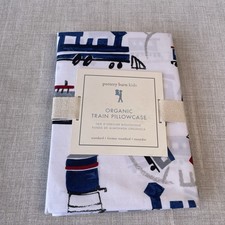 Pottery Barn Kids Organic Train Print STD Pillow Case New