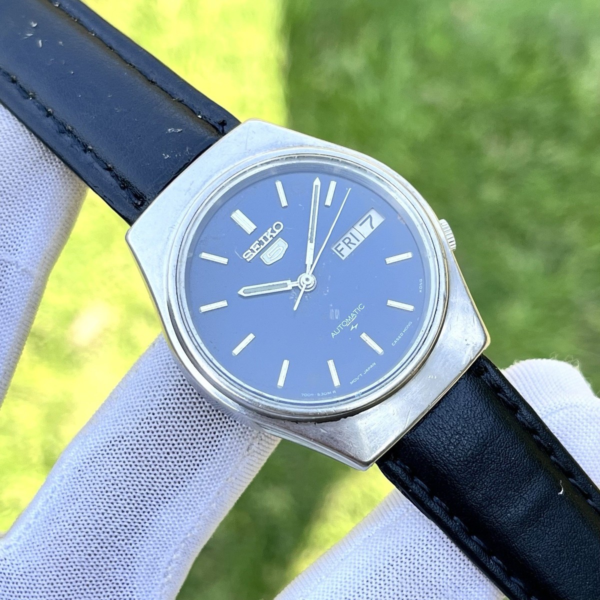 ブルーシュガー Vintage Seiko 5 Automatic Sea Blue Sunburst Dial Japan Made Men