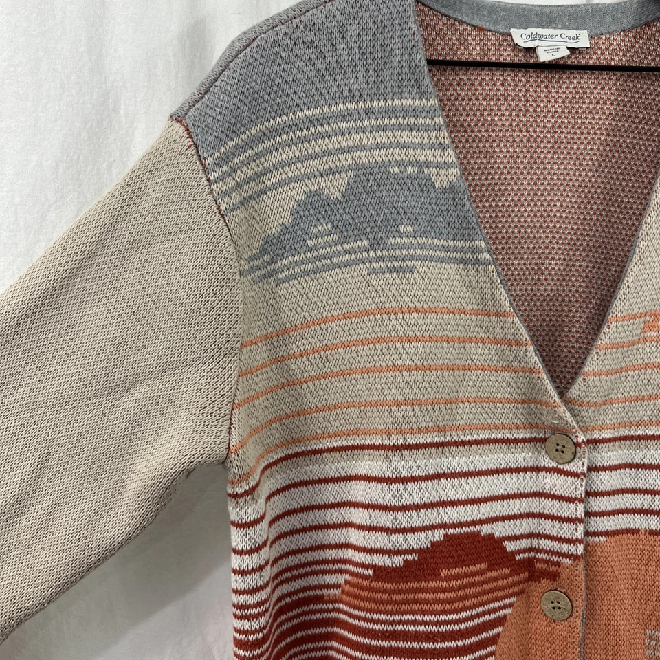 Cárdigan Suéter Coldwater Creek Mesa Mirage Burro Botón Mujer Talla L Western Foto 4 de 4