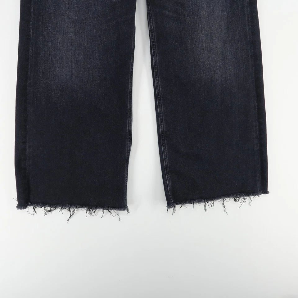 Pantalones de mezclilla cortos Citizens Of Humanity Lyra pierna ancha para mujer 26 negros dobladillo deshilachado elástico Foto 2 de 4