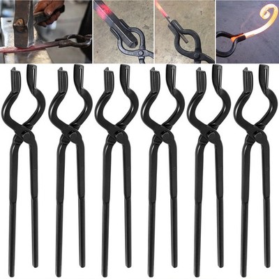6PC V-Bit Bolt Knife Making Blacksmith Tong Set Bladesmith Tool Anvil Vise Forge