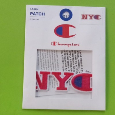 Champion NYC Logo Embroidered Iron-On Patch Red/Blue 3.5 x 0.91 1-Pack