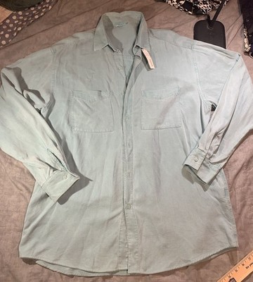 Tianello Women's Button Down  Long Sleeve Shirt Light Teal Oversized S NWT