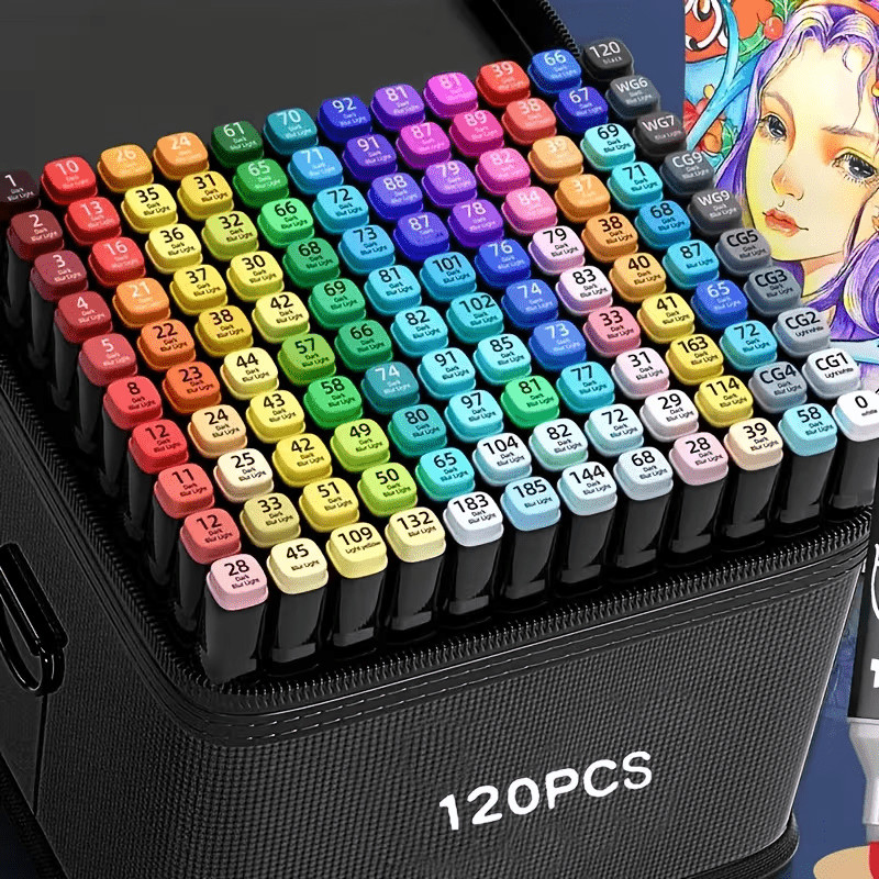 120-pc Color Dual-Tip Art Markers, Suitable for Adults, Drawing Marker