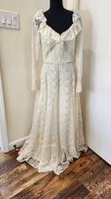 Gorgeous Vintage Cream Lace Dress Perfect for Wedding Or Special Occasion Small