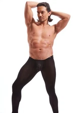 N2N Bodywear Men's Stretchy X Pouch Tights, XL Black NWT
