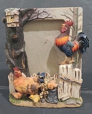 Lighted 3D Rooster,Hen And Chicks 3.5 x 5 Resin Photo Frame , Read. Description.