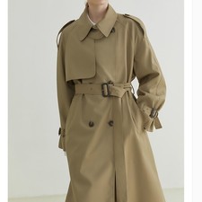 New Womens Long Windbreaker Jacket Loose Double Breasted Windproof Trench Coats