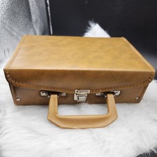 Vtg Cassette Tape Carrying Case Brown Vinyl Storage Service Mfg USA 12 Slot