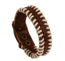 Men / Women Weave Rope Brown Genuine Leather Belt Wristband/ Leather Bracelet