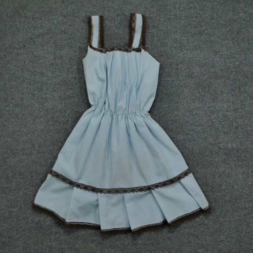Vintage Handmade Dress Girls Medium Large Blue Floral Sleeveless 70s 80s - Picture 8 of 8