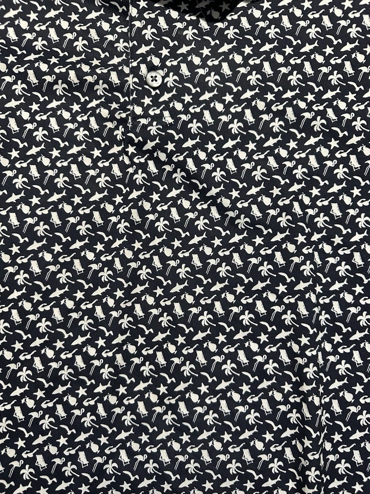 Polo de golf Footjoy ajuste atlético estampado de vibraciones de playa azul marino para hombre talla XL Foto 2 de 4