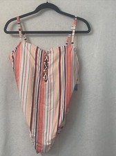 Women's Slimming Control Lace-Up One Piece Swimsuit - Beach Betty Size L