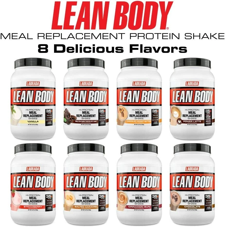 Batido de reemplazo de comidas Labrada Lean Body Hi Protein 2,47 lb tinas elige sabor nuevo Foto 3 de 4