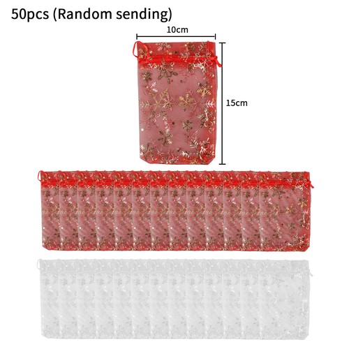 50Pcs Christmas Organza Bags Party Favour Gift Jewellery Pouch Large Small - Picture 17 of 17