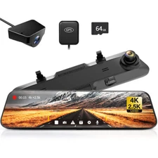 WOLFBOX G900 Mirror Camera 4K Front and Rear Free Dash Cam Rear View cam SD Card
