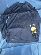 New Nike Dri-fit Navy Blue Long Sleeve Shirt Youth Small Baseball Undershirt