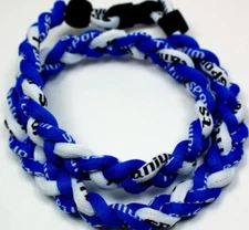 NEW! BASEBALL Titanium Tornado Sports Necklace 20" Royal Blue White 3 Rope