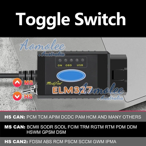 ELM327 USB OBD2 Modified For Ford MS-CAN HS-CAN Mazda Diagnostic Forscan - Picture 3 of 9
