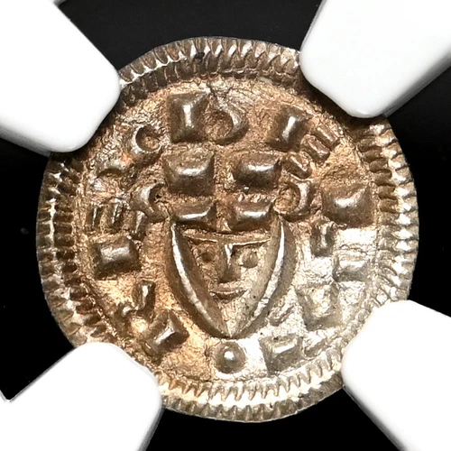 HUNGARY. Bela II, 1131-1141. Silver Denar, Portrait type, NGC MS62
