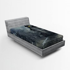 Halloween Spannbetttuch Gothic Geisterhaus