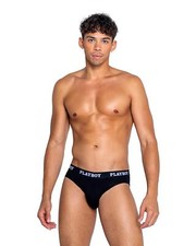 Black Men  s Playboy Ultra Soft Modal Gym Brief Underwear