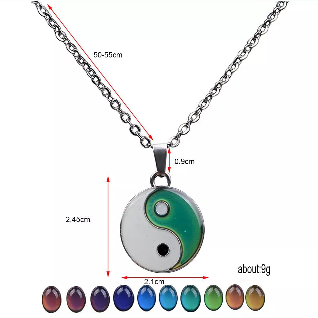 Mood Necklace Color Changing Pendant Necklace Liquid Crystal Thermo for Men