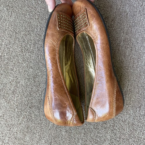Ecco Womens Ballet Flats Loafers Brown Leather Size 38 US 7.5 comfort career - Picture 4 of 7