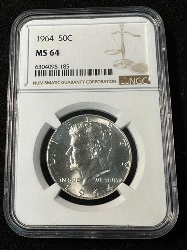 NGC MS64 MS 64 ~ 1964 Silver Kennedy Half Dollar ~ 90% ~ Nice Coin!