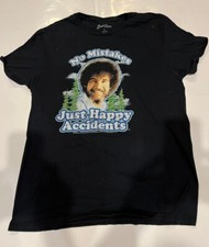 BOB ROSS LARGE T SHIRT NO MISTAKES JUST HAPPY ACCIDENTS T SHIRT