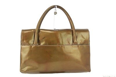 Bottega Veneta メタリックゴールド ボストンバッグ トートバッグ BOTTEGA VENETA Patent Leather Gold Metallic Hand Bag Purse Used