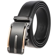 Fashion Men's Cowskin Leather Belt Automatic Buckle Waist Strap Suit Gift Jeans