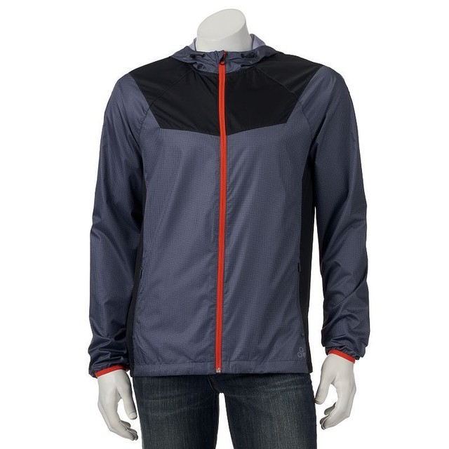 Tek Gear Men's Wind Jacket W/ Hood, Reflective Elements, Gray / Black