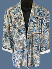 Toni Garment for CC Magic Women's Large Blazer Jacket Vintage 80's Blue Cream