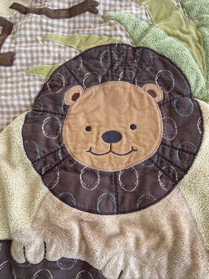 Manta de safari de pana guinga colcha alfombra corderos e hiedra edredón 33x39 león pesado Foto 3 de 4