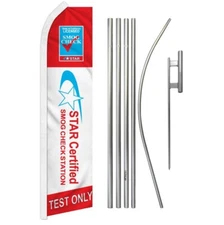 Star Smog Check Test Only Super Swooper Flag & Flag Pole Kit & Ground Spike