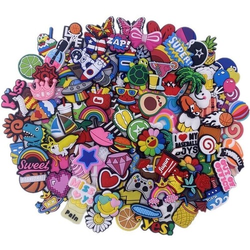 PVC Shoe Charms 100 pcs Lot Different Charm RANDOM for Shoe Decoration NEW - Picture 7 of 10