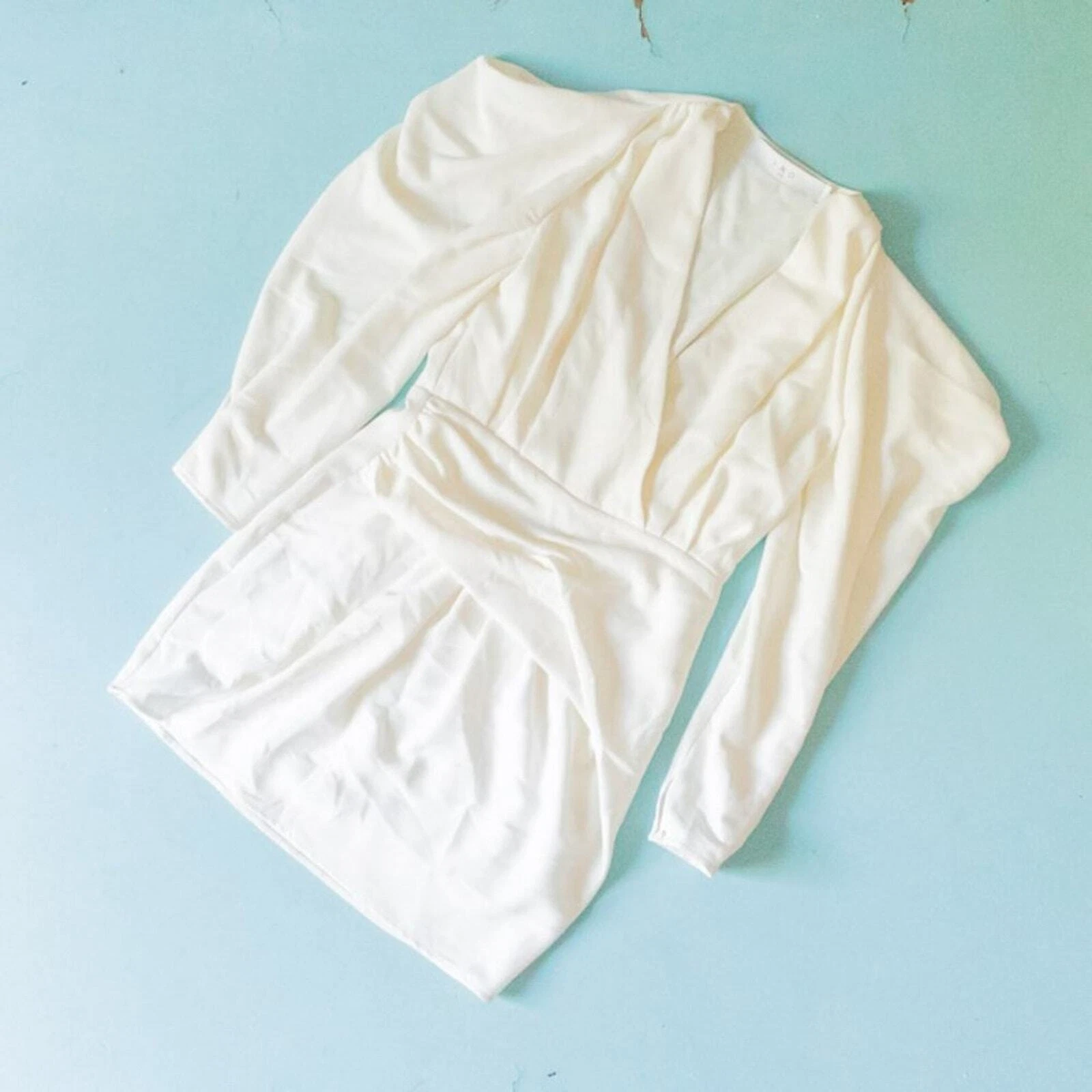 OFF WHITE Abito in guaina drappeggiata IRO bianco cremoso scollo a V a V taglia media