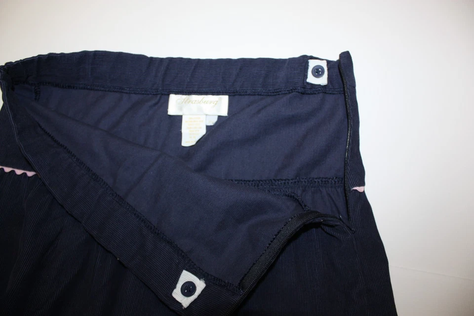 *STRASBURG Niñas Azul Marino con Rosa Ric Rac Suave Pana Pinwale Falda Talla: 7 Usada en Excelente Condición Foto 3 de 4