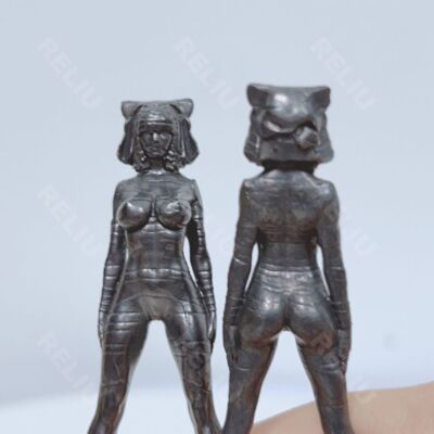 2.7'' Vintage Black Brass Beauty Nude Women Statue Body Art Decorations Hand Grip