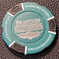 BRANDON HD ~ FLORIDA (Green/Black design 1) Harley Davidson Poker Chip CLOSED