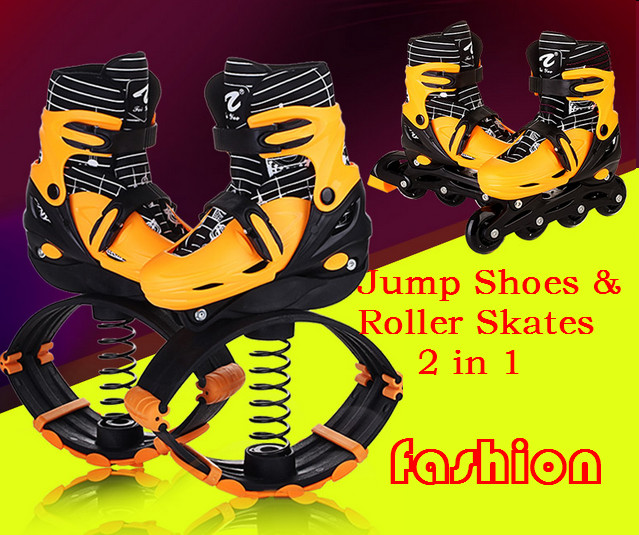 Zapatos de salto de fitness 2 en 1 y patines sobre ruedas zapatos de salto de rebote MODA ddffhh