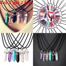 Natural Crystal Quartz Healing Point Chakra Beads Gemstone Pendant Necklace