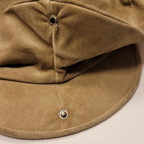 Vintage Pig Suede Leather Tan Newsboy Cabbie Cap Hat OSFM USA Made Unbranded  - Picture 7 of 7