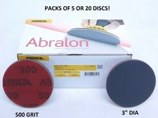 3" Mirka Abralon 8A-203-500 Sanding Pads 500 Grit Foam Grip Disc Wet/Dry HR