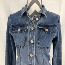 Maurices Long Sleeve Denim Jacket Casual Pockets Light Blue Wash Small