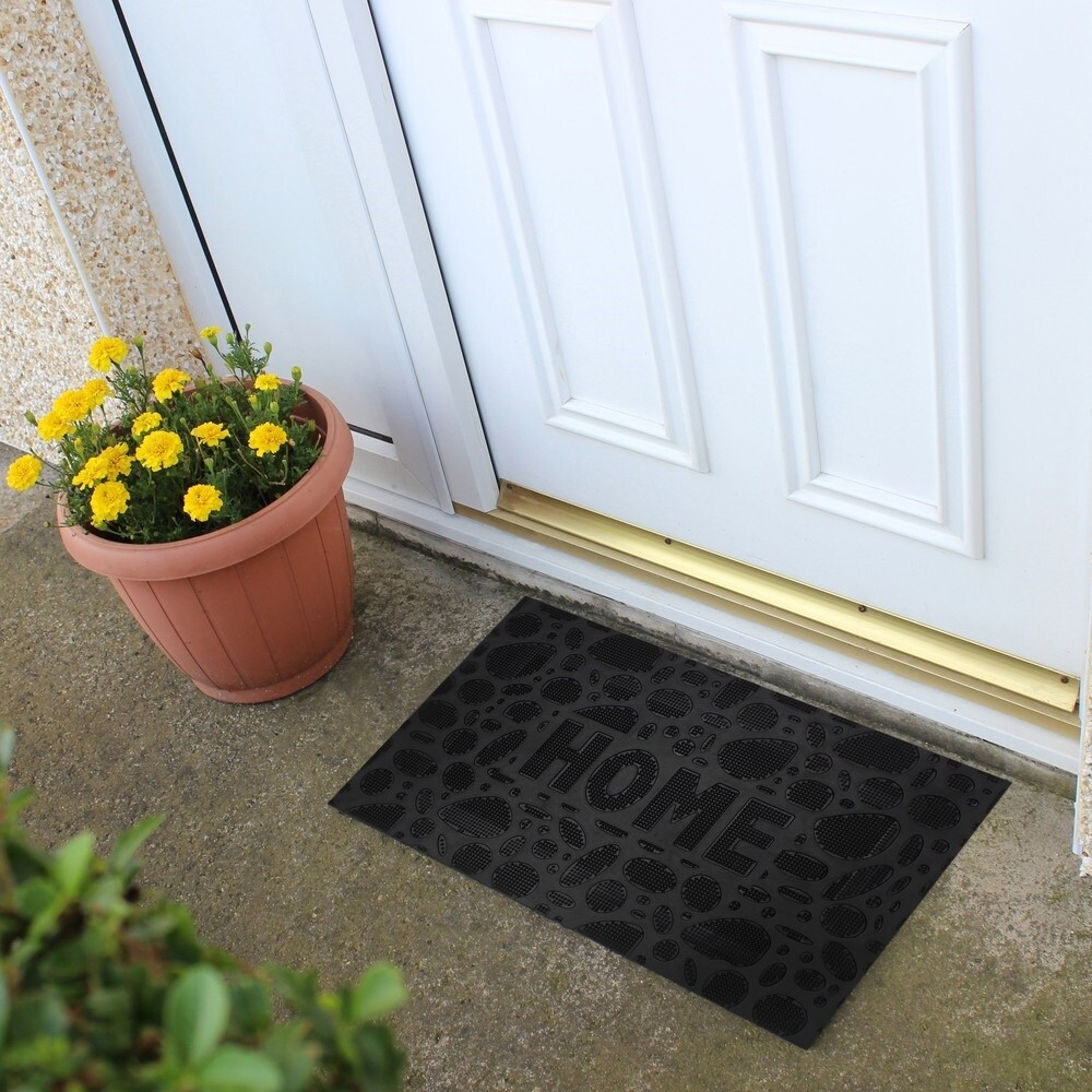Black Elgon Rubber Stud Outdoor Scraper Door Mat, Rectangular Shape 40